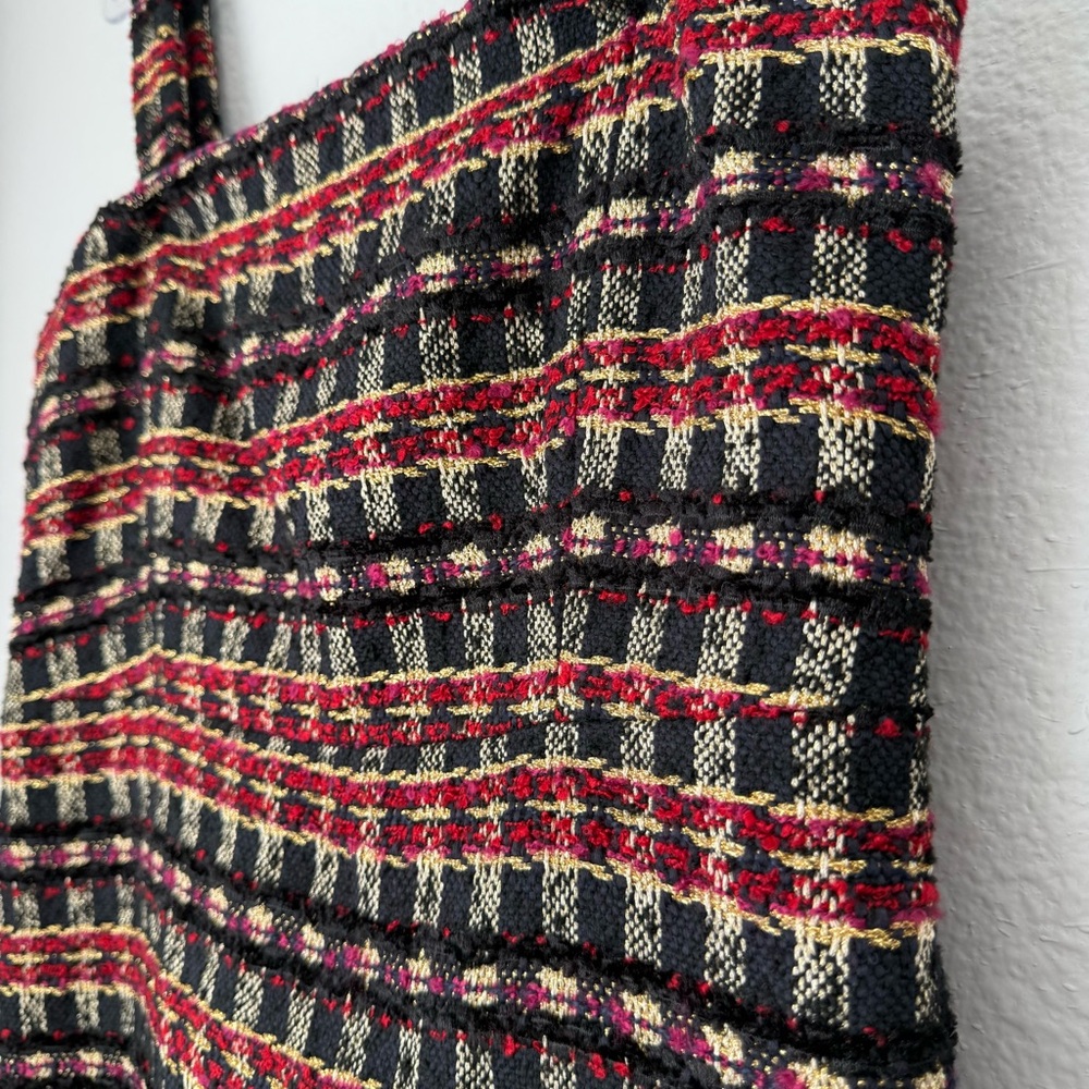 House of Harlow 1960 Boucle Dress Black Red Gold StrapS Preppy‎ Academia NEW - Picture 13 of 16
